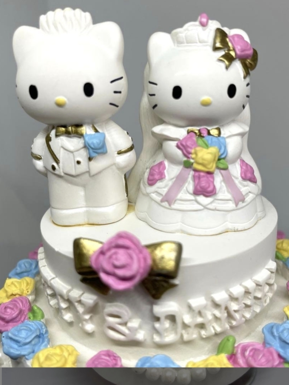 Sanrio Hello Kitty Bridal Cake Topper Figurines Music Decoration Vtg Rare